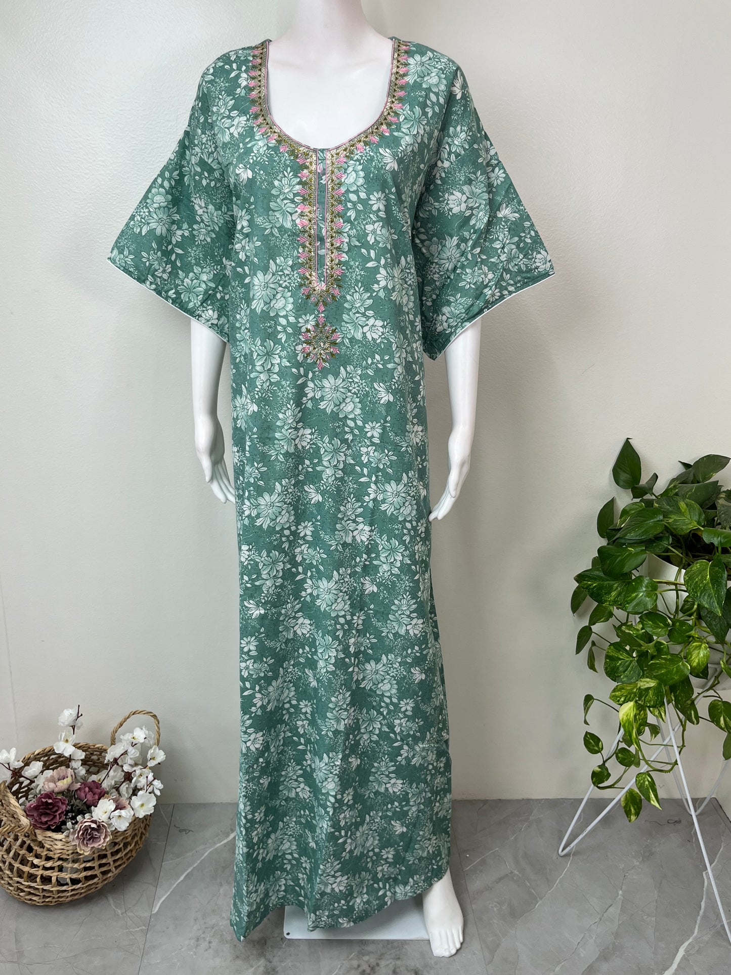 Green Classic Charm Embroidered Bizzylizzy Nightgown