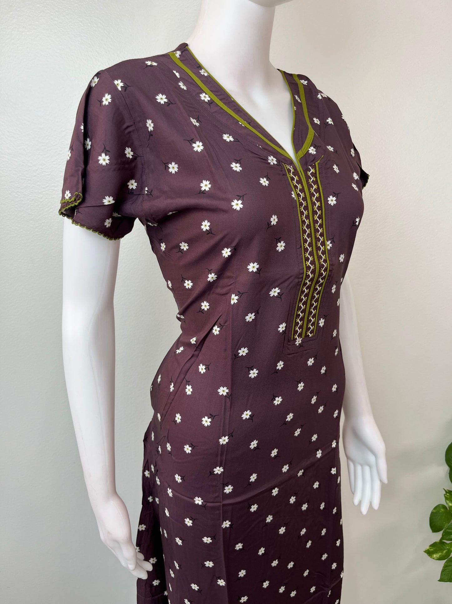 Rayon Fabric Floral Printed Nightgown