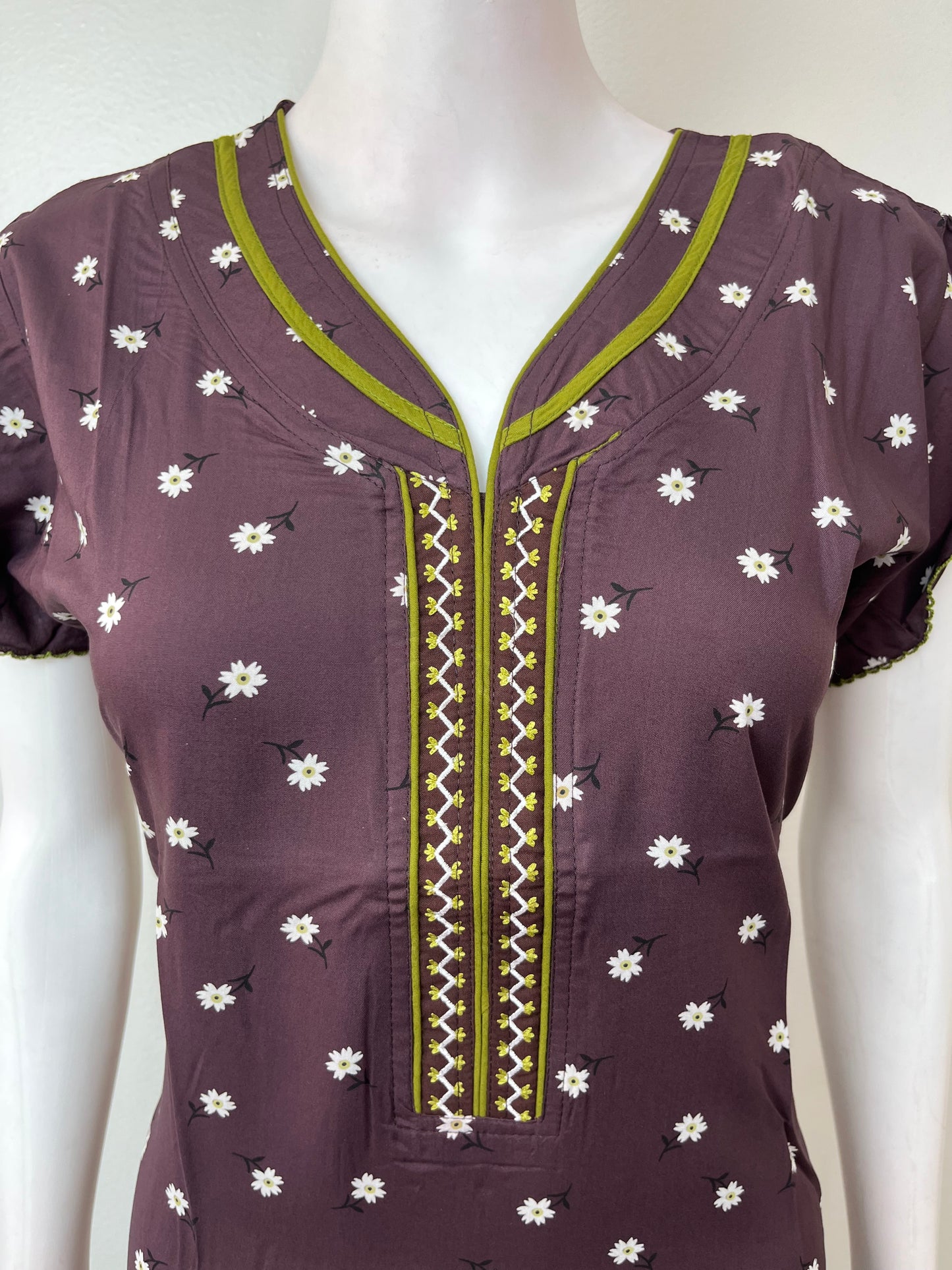 Rayon Fabric Floral Printed Nightgown