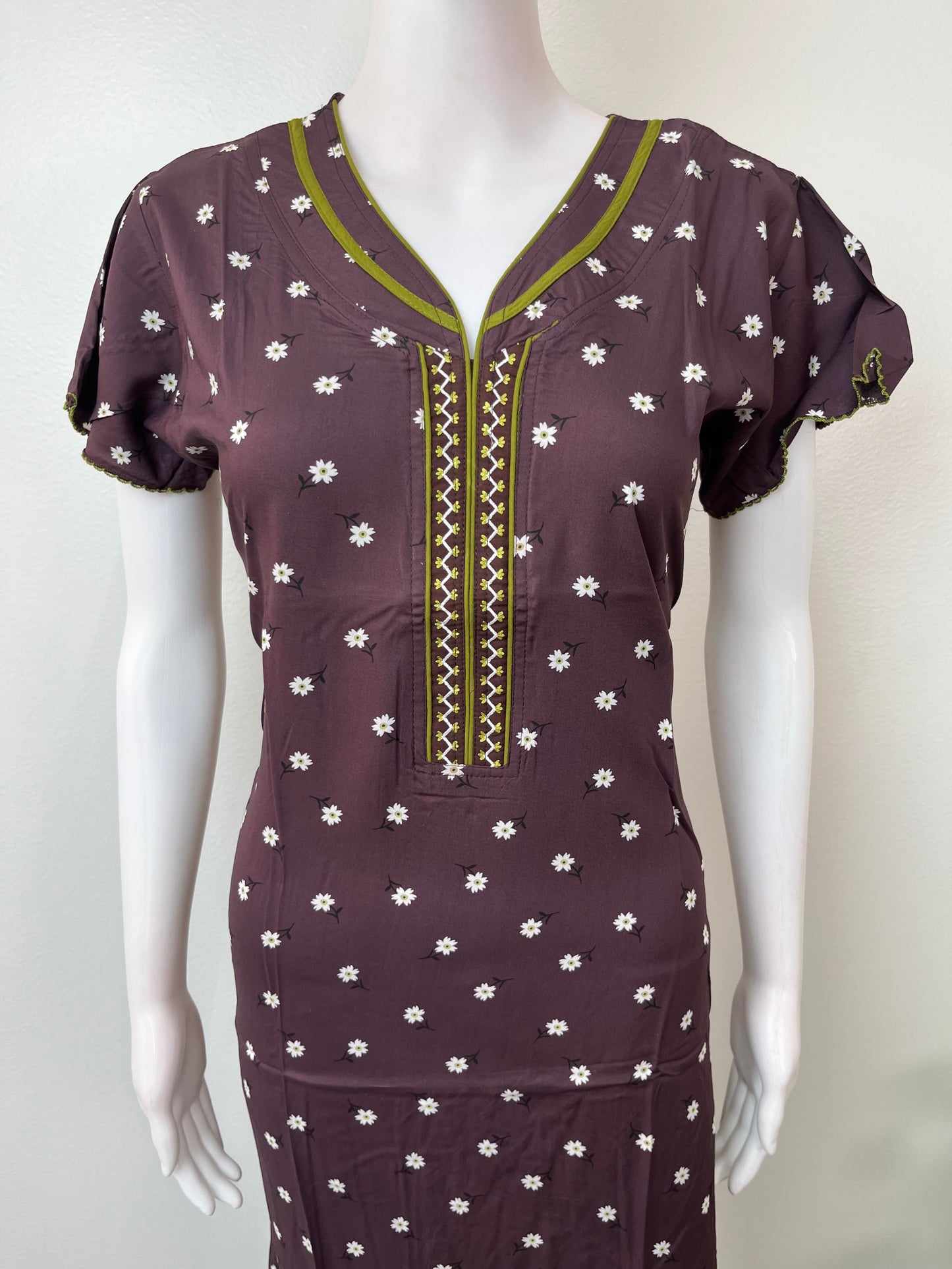 Rayon Fabric Floral Printed Nightgown