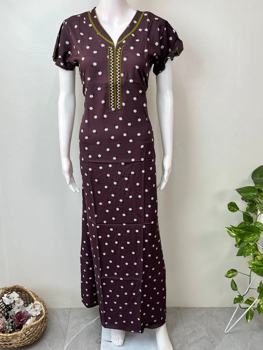 Rayon Fabric Floral Printed Nightgown