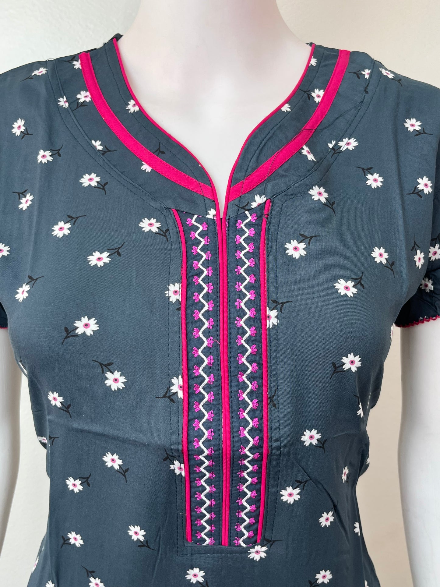 Navy Blue Soft & Elegant Rayon Fabric Nighty