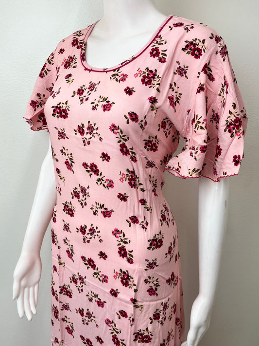 Pink Soft & Breathable Rayon Fabric Nightgown