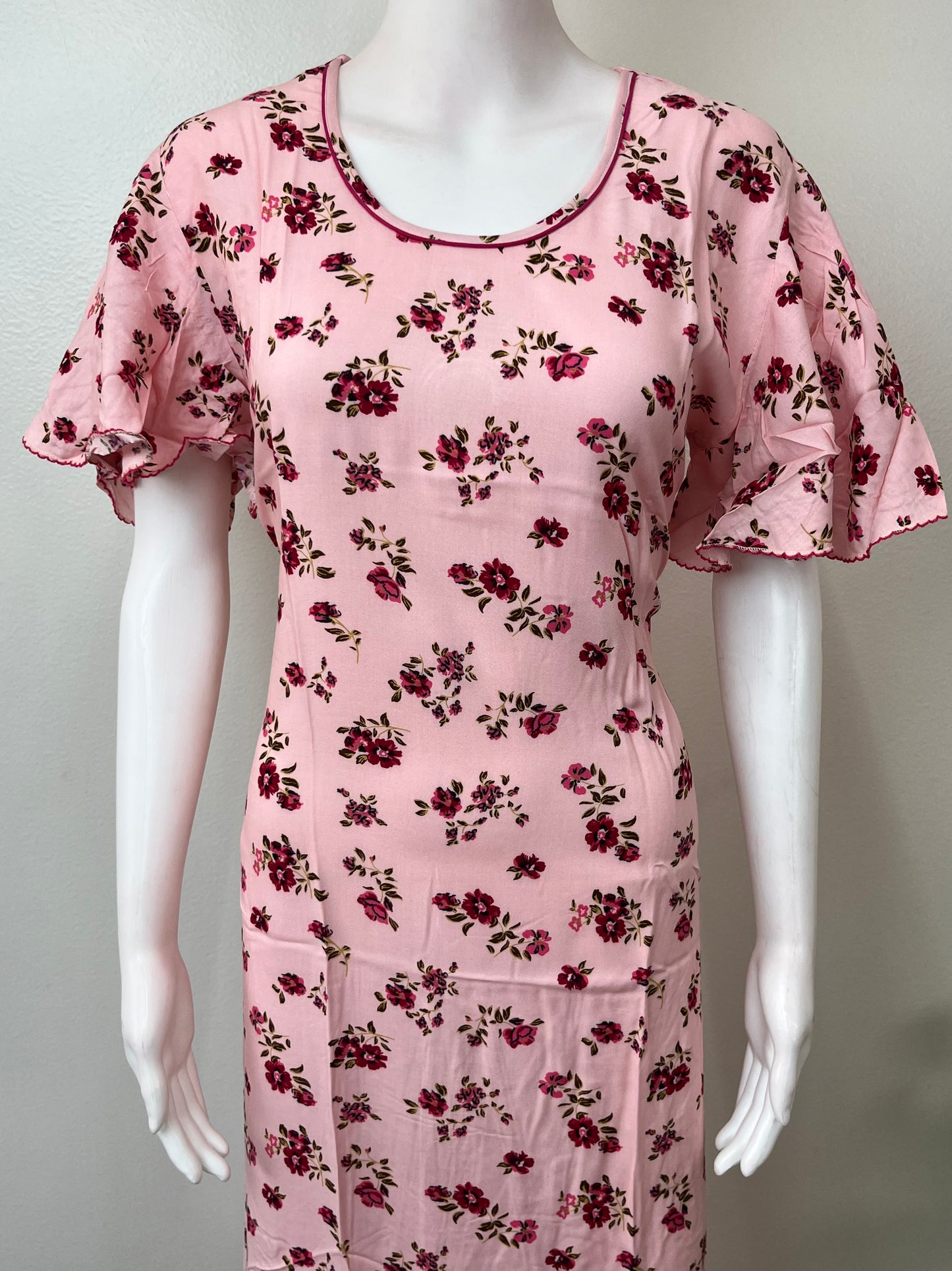 Pink Soft & Breathable Rayon Fabric Nightgown