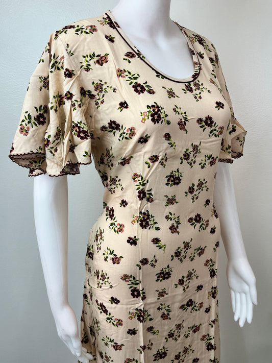 Yellow Rayon Fabric Nighty With Butterfly Sleeves