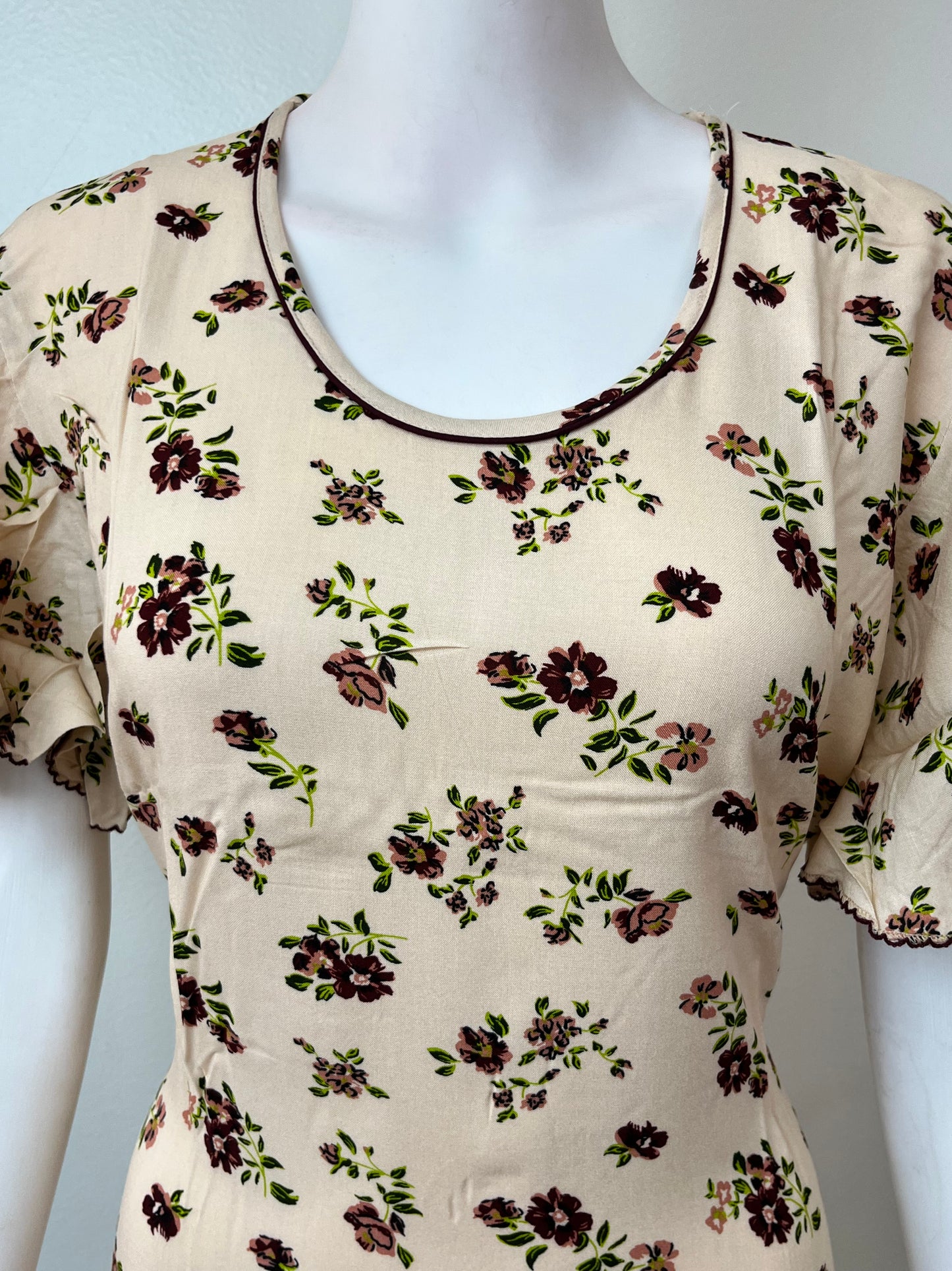 Yellow Rayon Fabric Nighty With Butterfly Sleeves