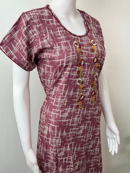 Geometric Printed Rayon Fabric Nighty