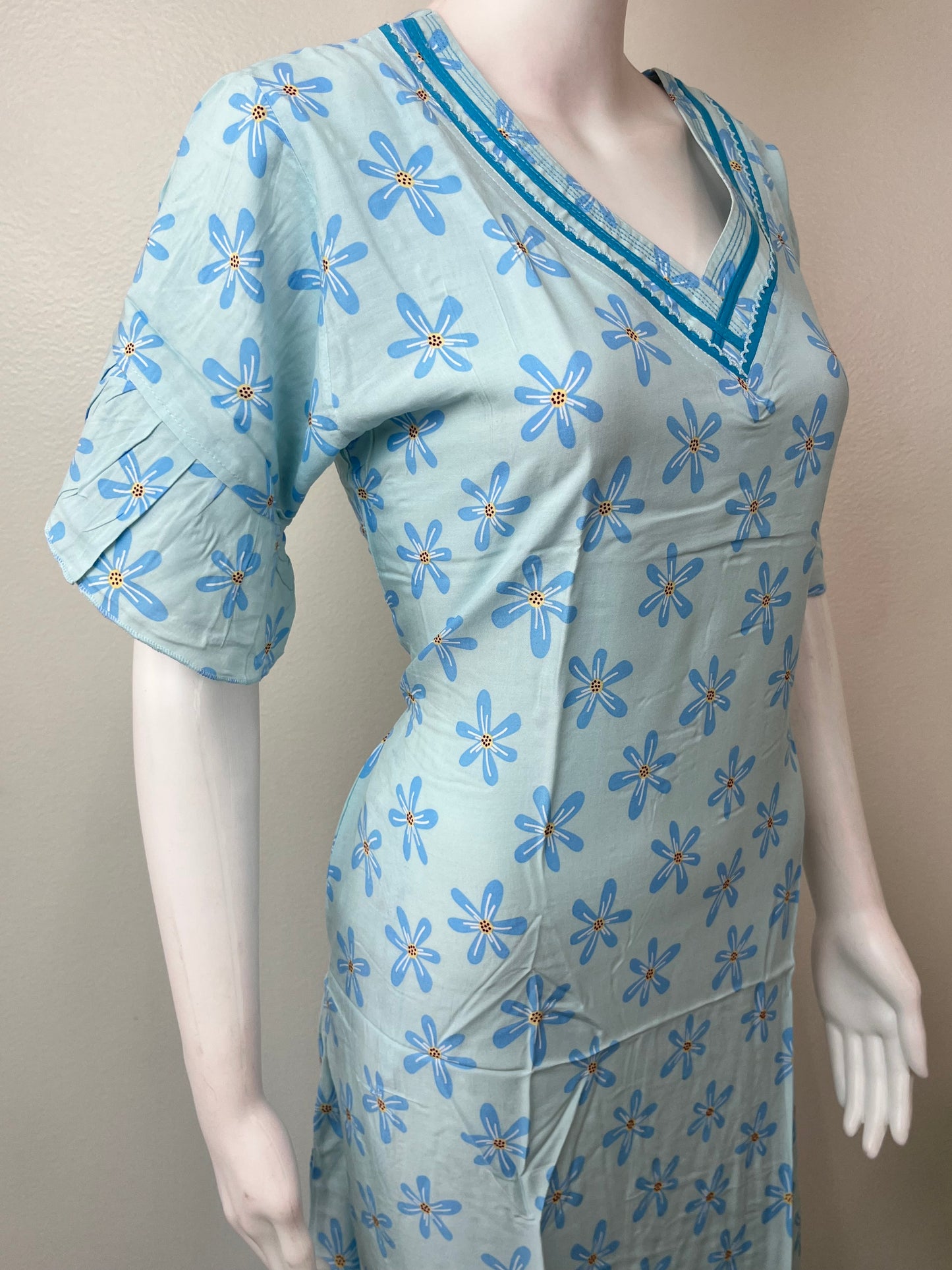 Sky Blue Elegantr & Soft Rayon Fabric Nighty