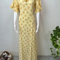 Lemon Yellow Floral Printed Rayon Fabric Nighty