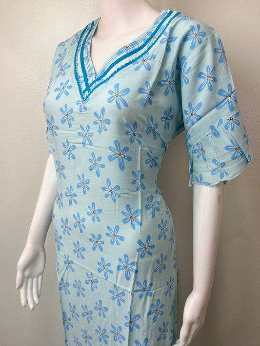 Sky Blue Elegantr & Soft Rayon Fabric Nighty