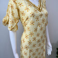 Lemon Yellow Floral Printed Rayon Fabric Nighty