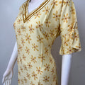 Lemon Yellow Floral Printed Rayon Fabric Nighty