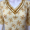 Lemon Yellow Floral Printed Rayon Fabric Nighty