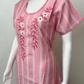 Pink Elegant Embroidered Rayon Fabric Nighty