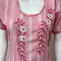 Pink Elegant Embroidered Rayon Fabric Nighty
