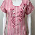 Pink Elegant Embroidered Rayon Fabric Nighty