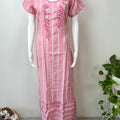 Pink Elegant Embroidered Rayon Fabric Nighty