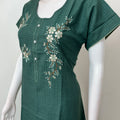 Bottle Green Rayon Fabric Nighty for Women