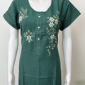 Bottle Green Rayon Fabric Nighty for Women