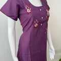Purple Embroidered Nighty Rayon Fabric