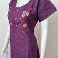 Purple Embroidered Nighty Rayon Fabric