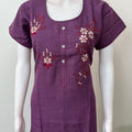 Purple Embroidered Nighty Rayon Fabric