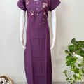 Purple Embroidered Nighty Rayon Fabric