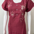 Maroon Rayon Fabric Nightgown Silky Texture