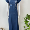 Navy Blue Printed Rayon Nighty