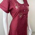 Maroon Rayon Fabric Nightgown Silky Texture