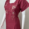 Maroon Rayon Fabric Nightgown Silky Texture
