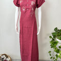 Maroon Rayon Fabric Nightgown Silky Texture