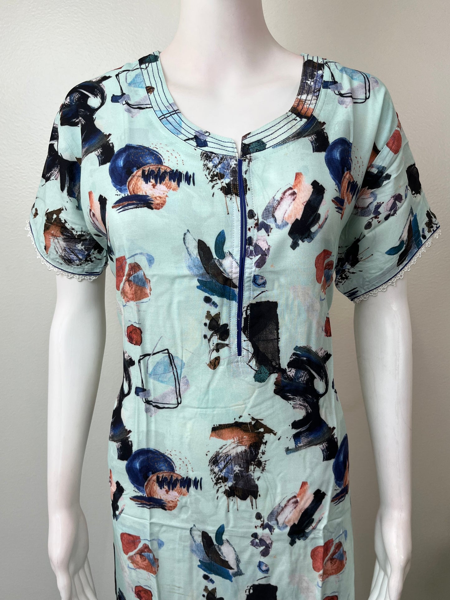 Printed Rayon Fabric Nightgown for Women