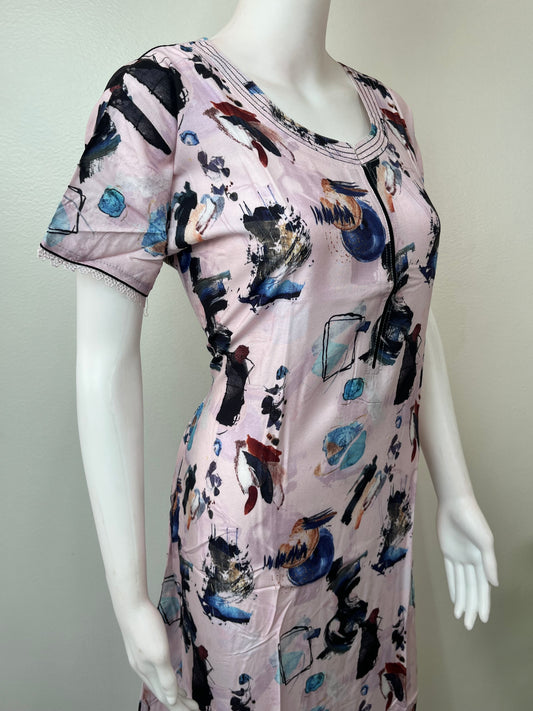 Pink Rayon Fabric Nightgown Silky Texture