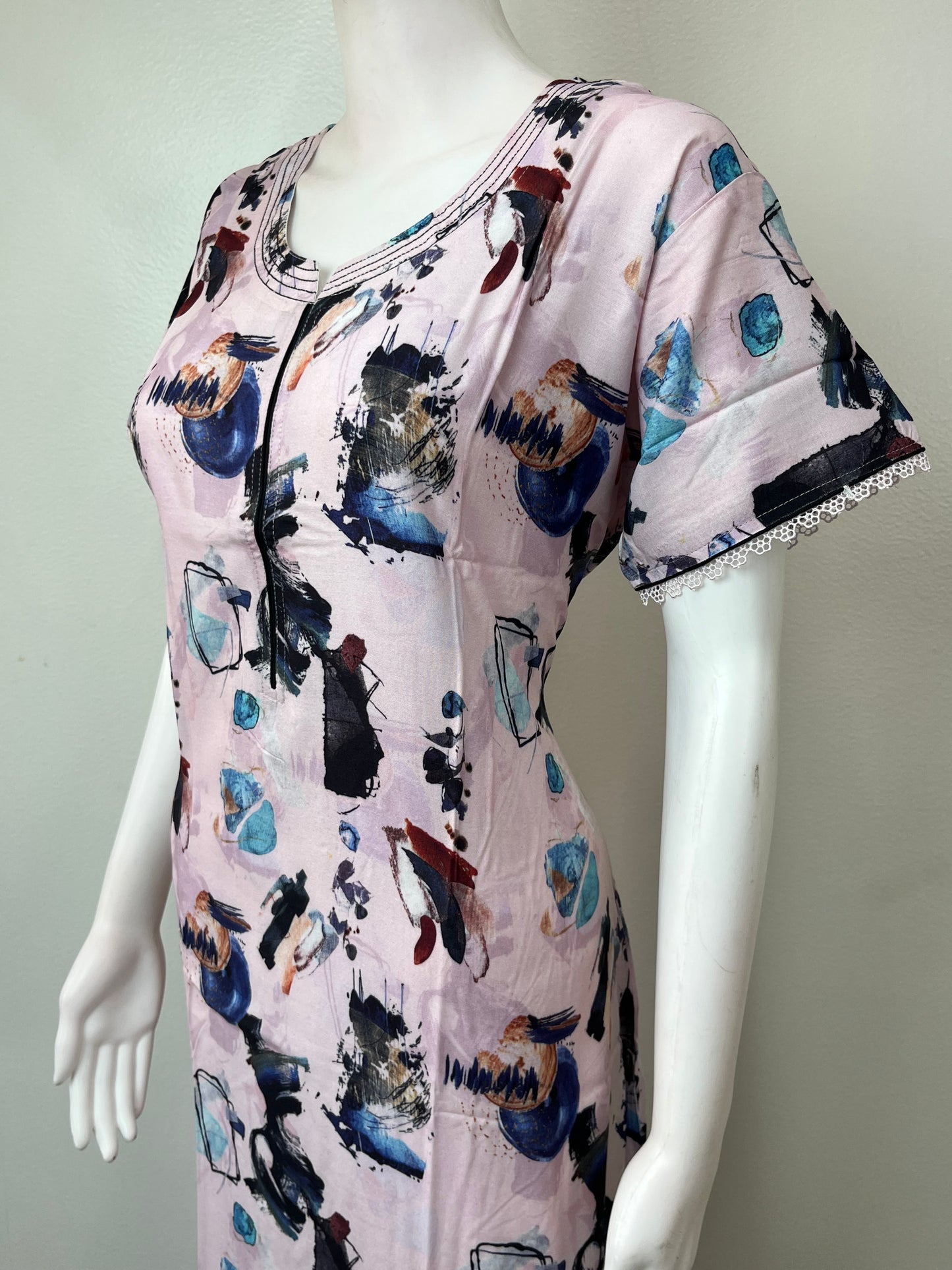 Pink Rayon Fabric Nightgown Silky Texture