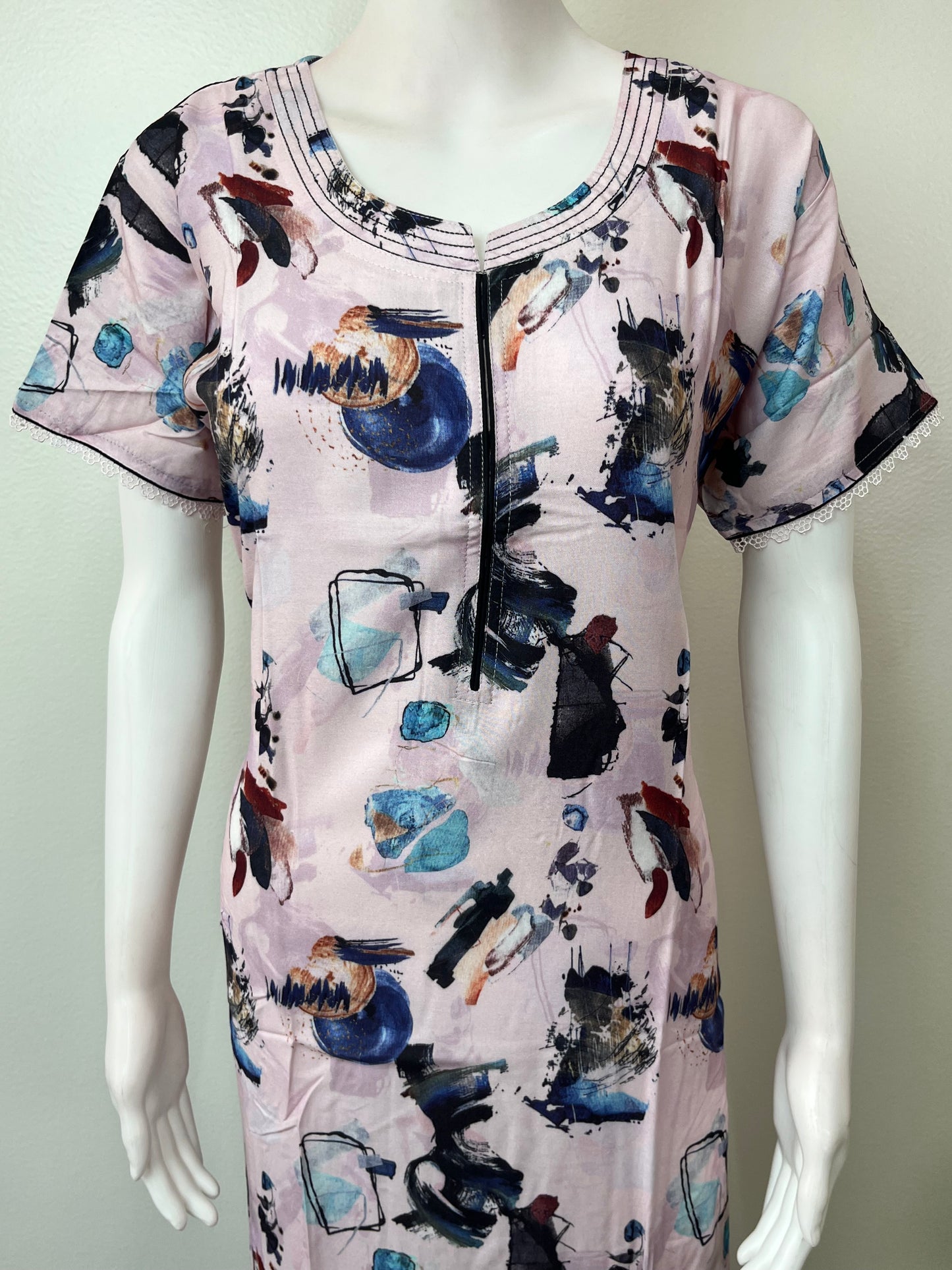 Pink Rayon Fabric Nightgown Silky Texture