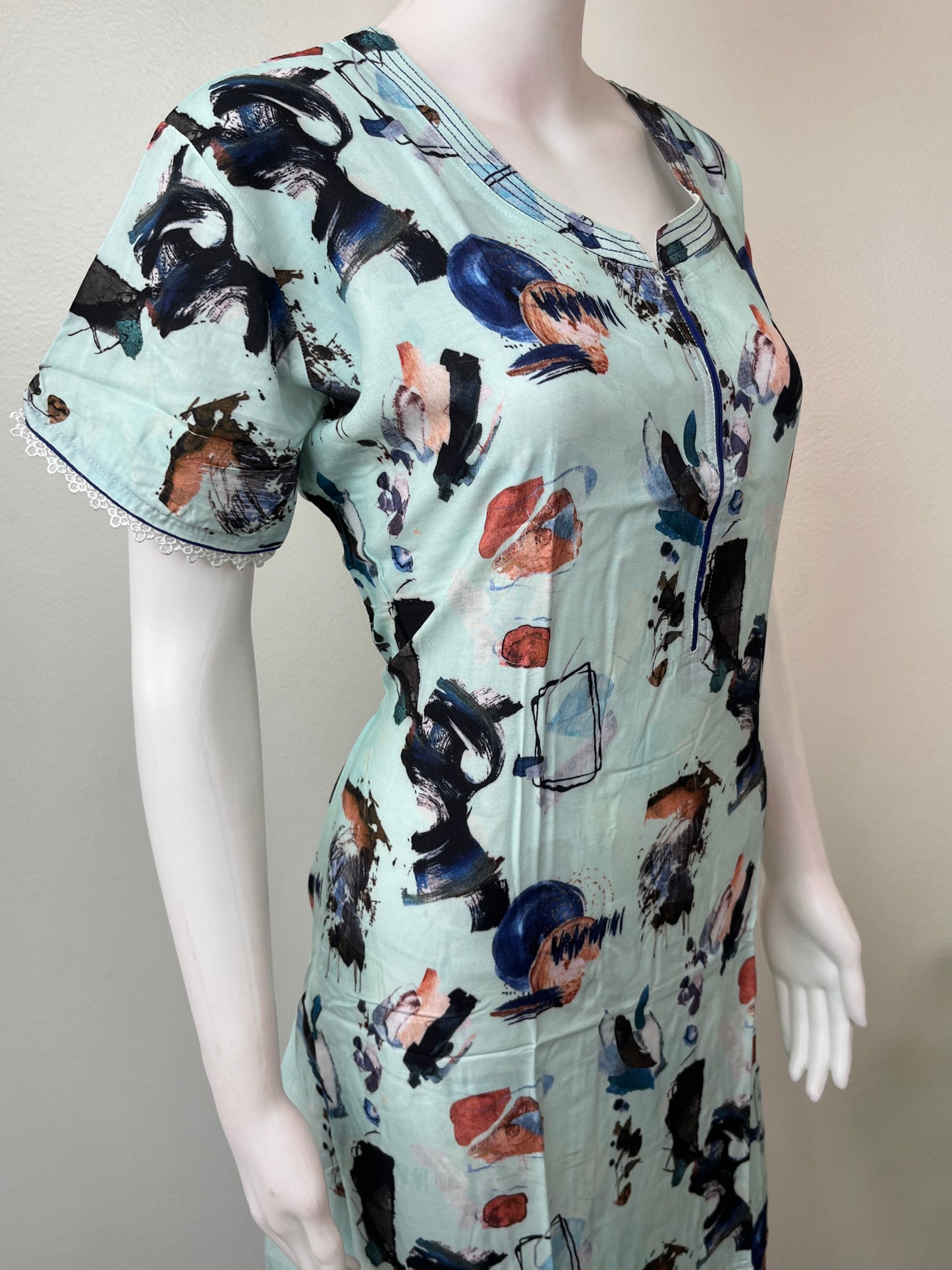 Printed Rayon Fabric Nightgown for Women