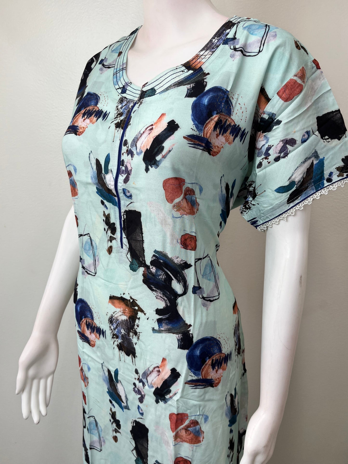 Printed Rayon Fabric Nightgown for Women