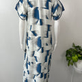 White & Blue Printed Premium Rayon Fabric Nightgown