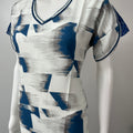 White & Blue Printed Premium Rayon Fabric Nightgown