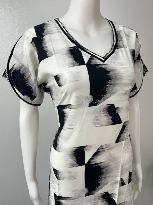 Black & White Soft & Breathable Rayon Nighty