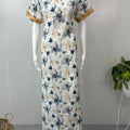 White Floral Printed Rayon Nighty For Women