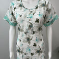 White Printed Rayon Nightgown Elegant with Lace
