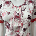 Red Printed Rayon Nighty for Women with Lace