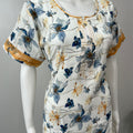 White Floral Printed Rayon Nighty For Women
