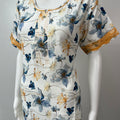 White Floral Printed Rayon Nighty For Women