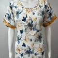 White Floral Printed Rayon Nighty For Women