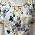 White Floral Printed Rayon Nighty For Women