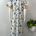 White Floral Printed Rayon Nighty For Women