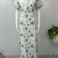 White Printed Rayon Nightgown Elegant with Lace